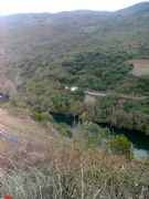 El Sil, la N 120 y la via del tren. Quiroga, Lugo
